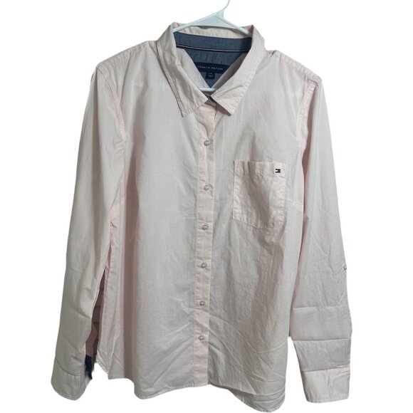 Tommy Hilfiger Button Up Shirt Ballerina Pink Women’s Large NWOT - Picture 8 of 10